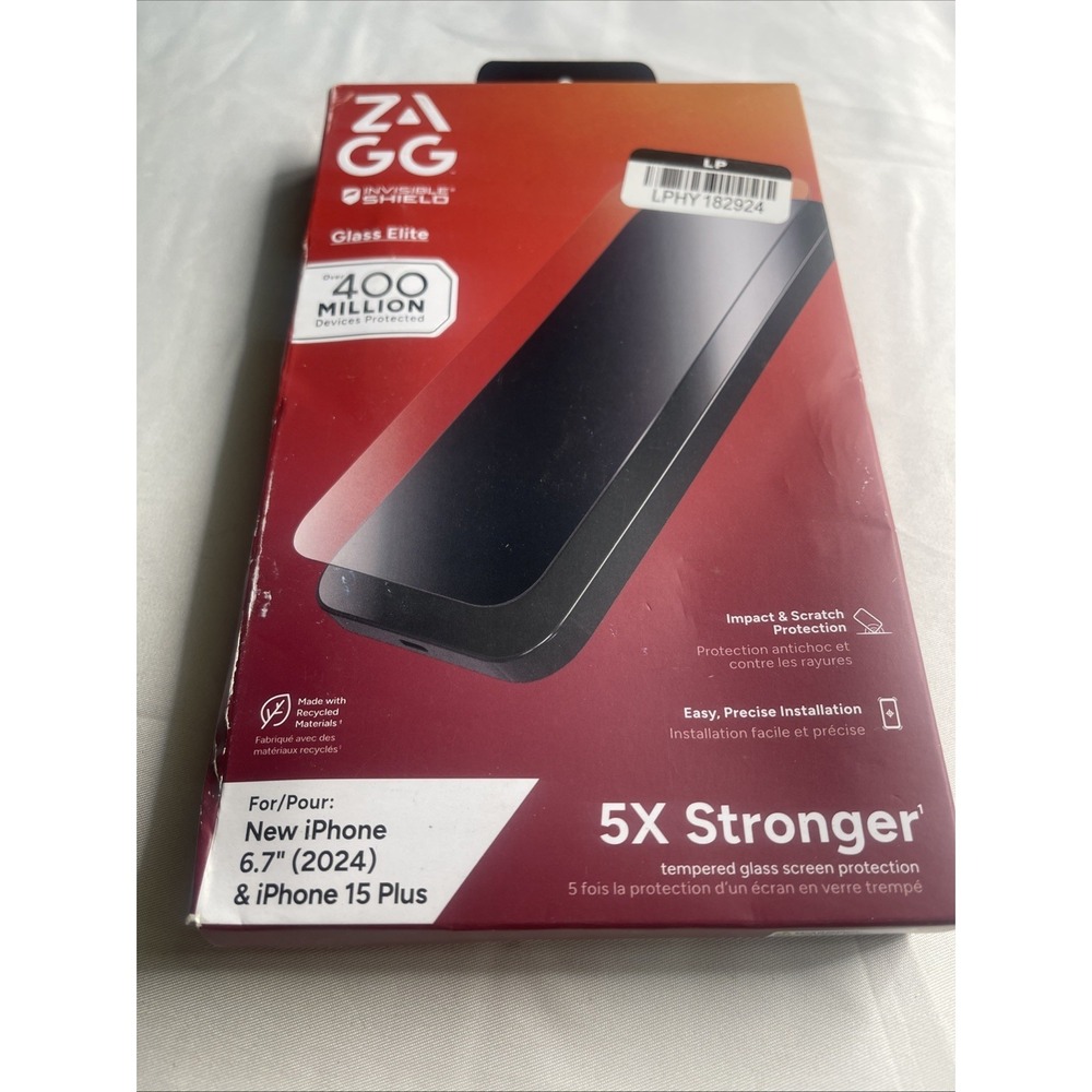 ZAGG Glass Elite Screen Protector for Apple iPhone 16 Plus / 15 Plus, Genuine